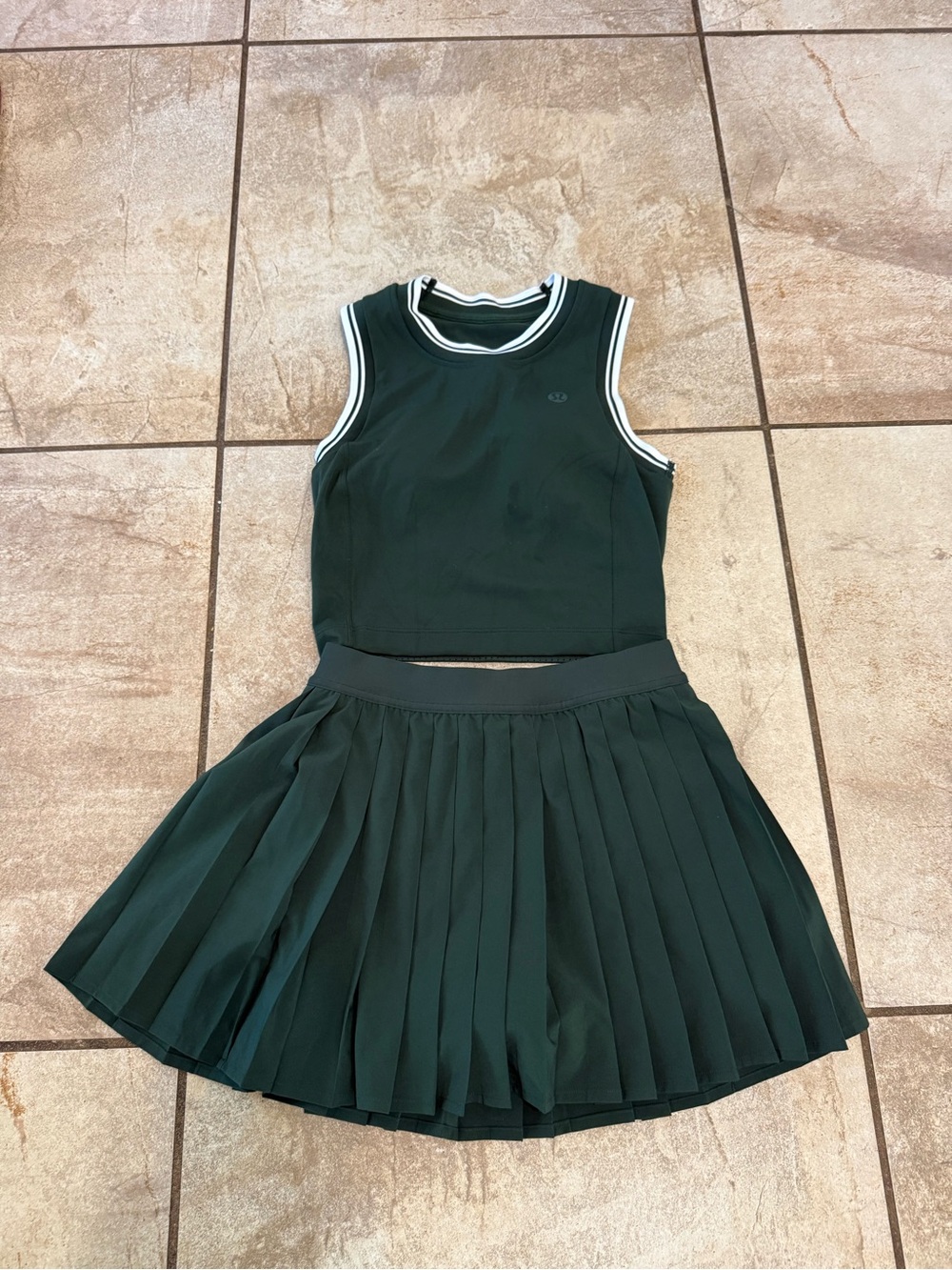 lululemon athletica Dark Green Pleated Tennis Skort Set